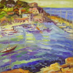 Le Port des Oursinières, huile sur toile 60 cm x  60 cm