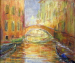 Rio à Venise, huile sur panneau d'aggloméré 53 cm x 63 cm