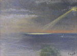 Eclair d'or sur la mer, pastel sur papier Ingres 22 cm x 30 cm