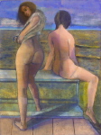 Figures et paysage 2, huile sur toile 130 cm 97 cm