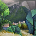 Le Coudon vu du plan de la Garde - Huile sur toile 50 cm x 50 cm