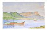 Toulon vue de la baie du Lazaret aquarelle 43 cm x 58 cm