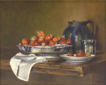 Premières fraises, huile sur toile 33 cm x 41 cm