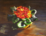 Un bouquet de primevères, huile sur toile 27 cm x 35 cm