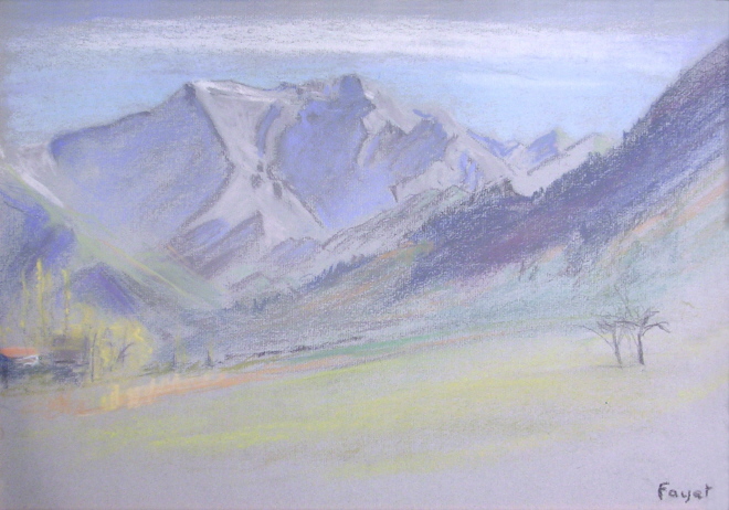 Alpes provençales, pastel sur papier Ingres 28 cm x 40 cm